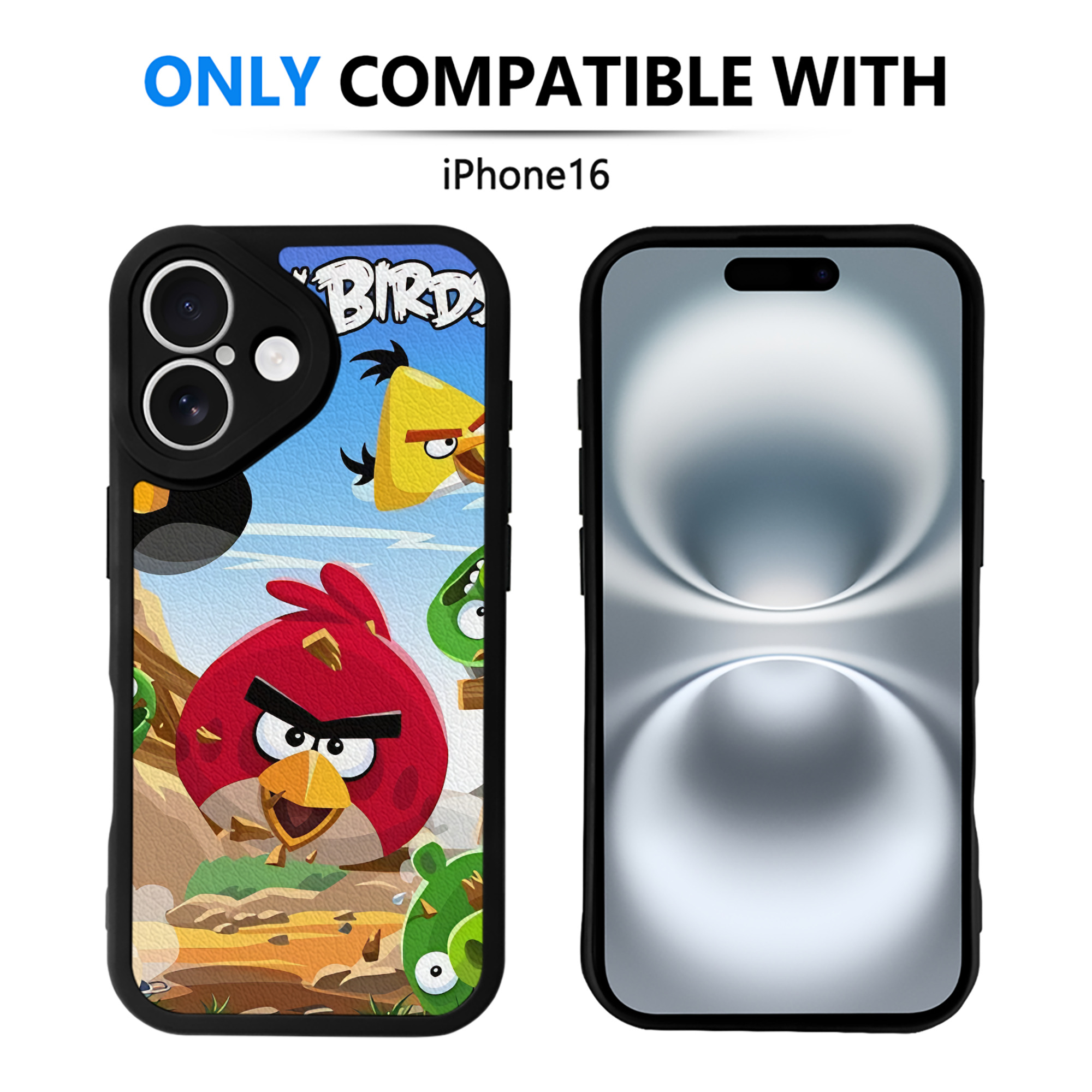 （画像用） Angry Birds アングリーバード 【iPhone 16シリーズ対応】シリコンスマホケース（レザー調） 材質：シリコン